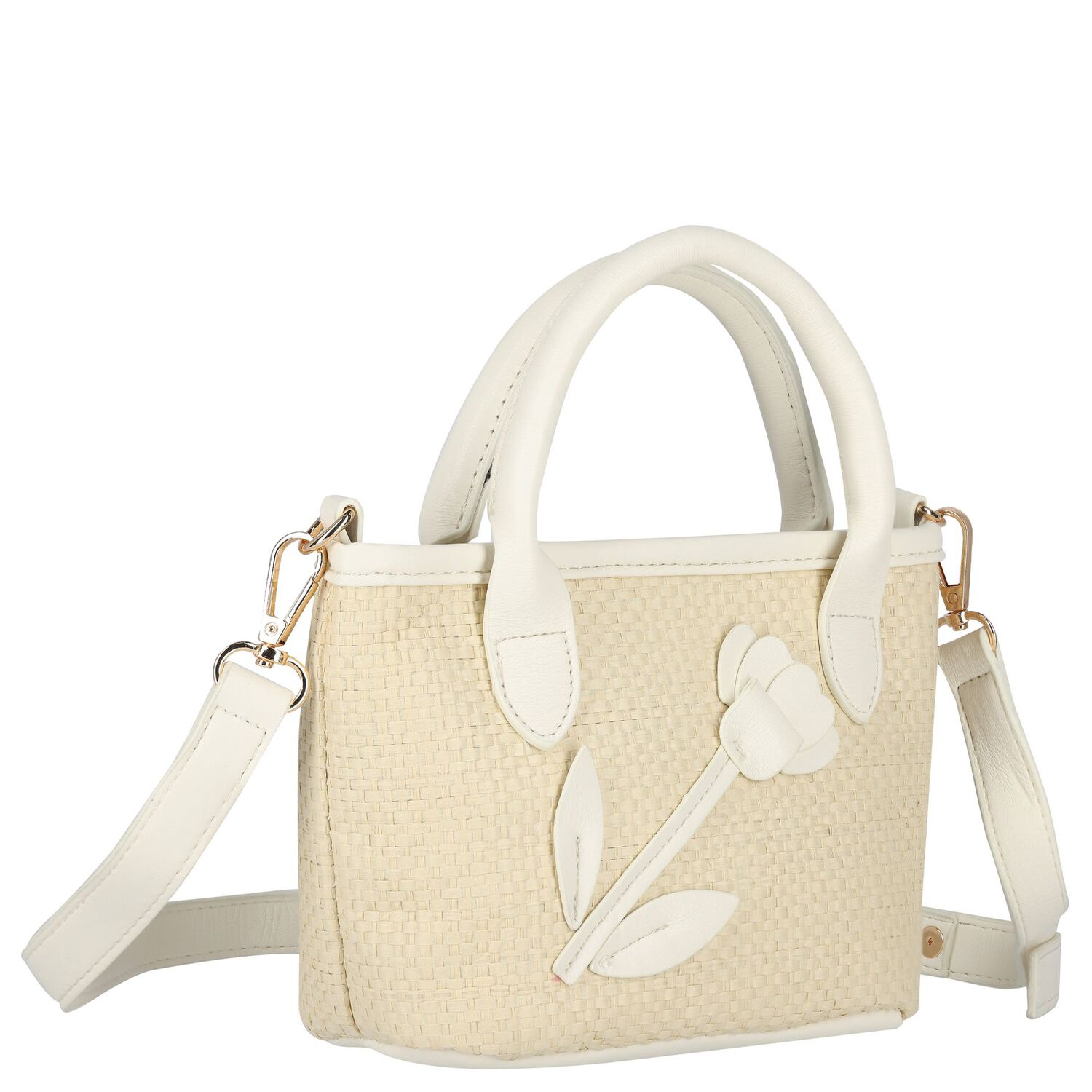 Girls Ivory Flower Handbag (16cm), 1, hi-res image number null