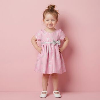 Baby Girls Pink & Silver Bow Dress