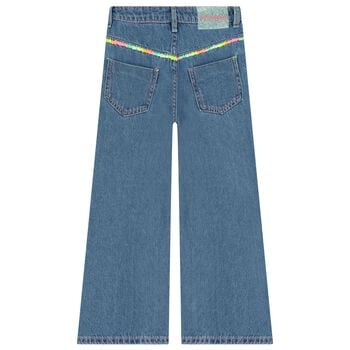 Girls Blue Denim Wide Leg Jeans