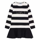 Girls Black & Ivory Knitted Dress, 1, hi-res