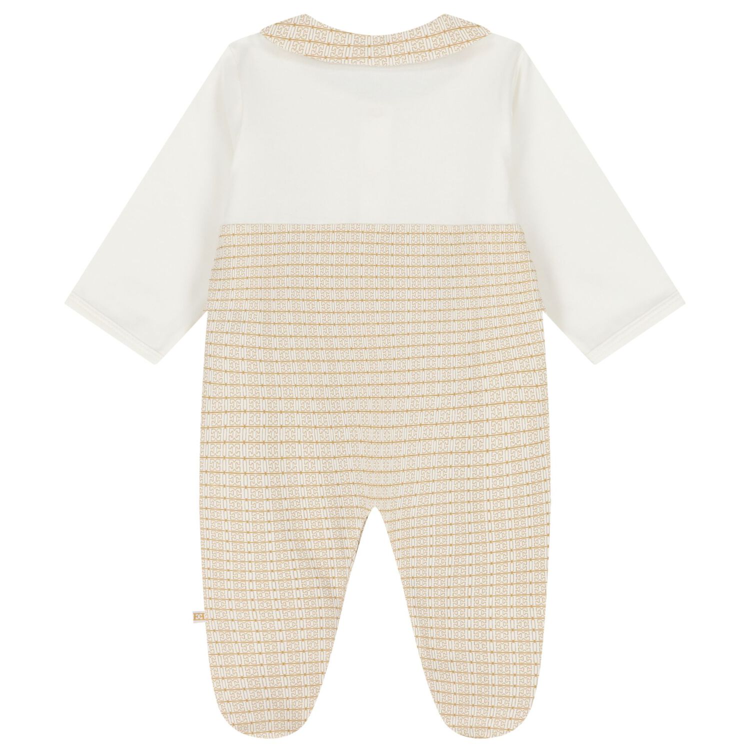Baby Girls Ivory & Gold Logo Babygrow, 1, hi-res