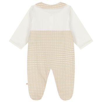 Baby Girls Ivory & Gold Logo Babygrow