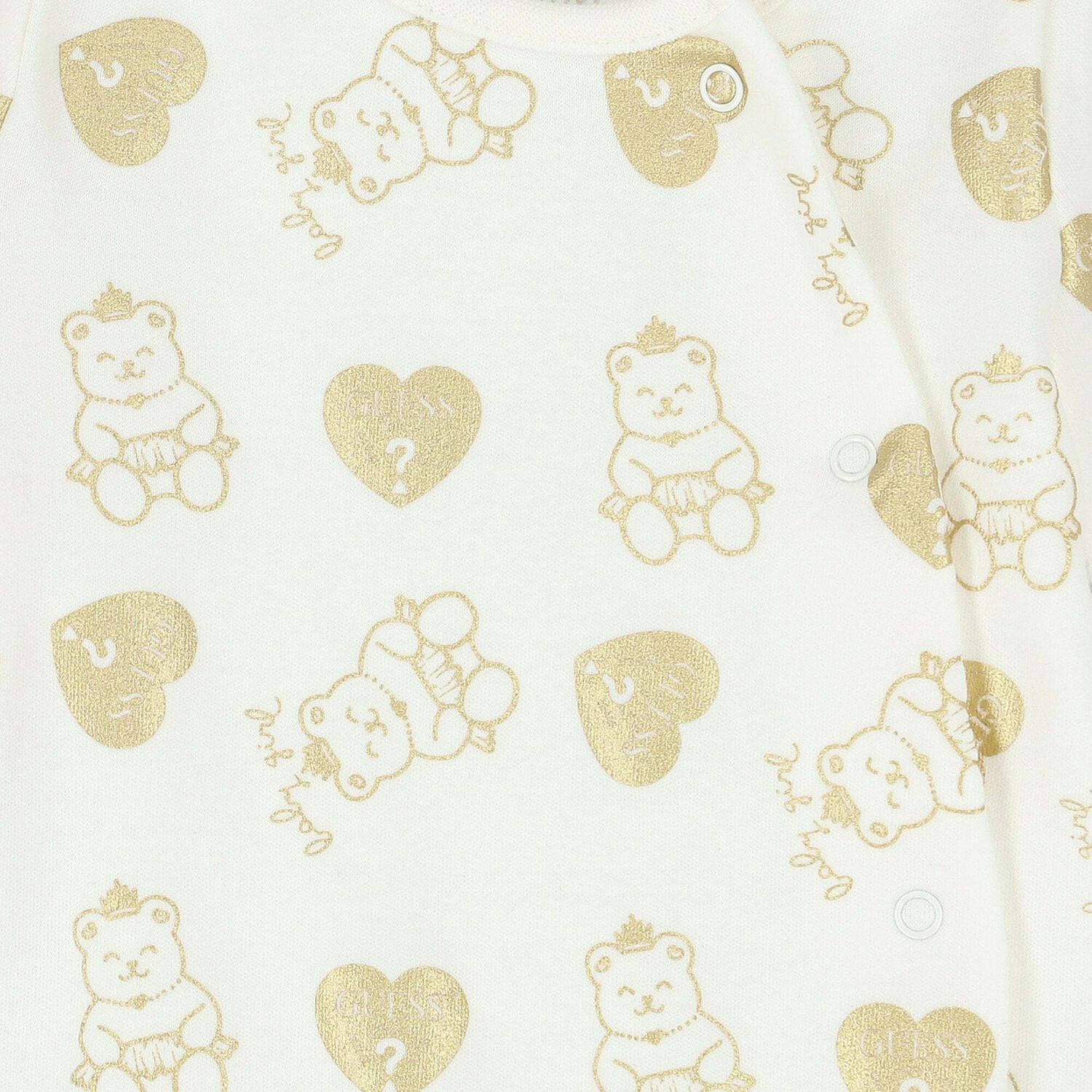 Girls Ivory & Gold Babygrow, 1, hi-res