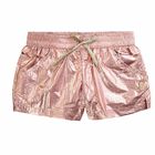 Girls Rose Gold Faux Leather Shorts, 1, hi-res