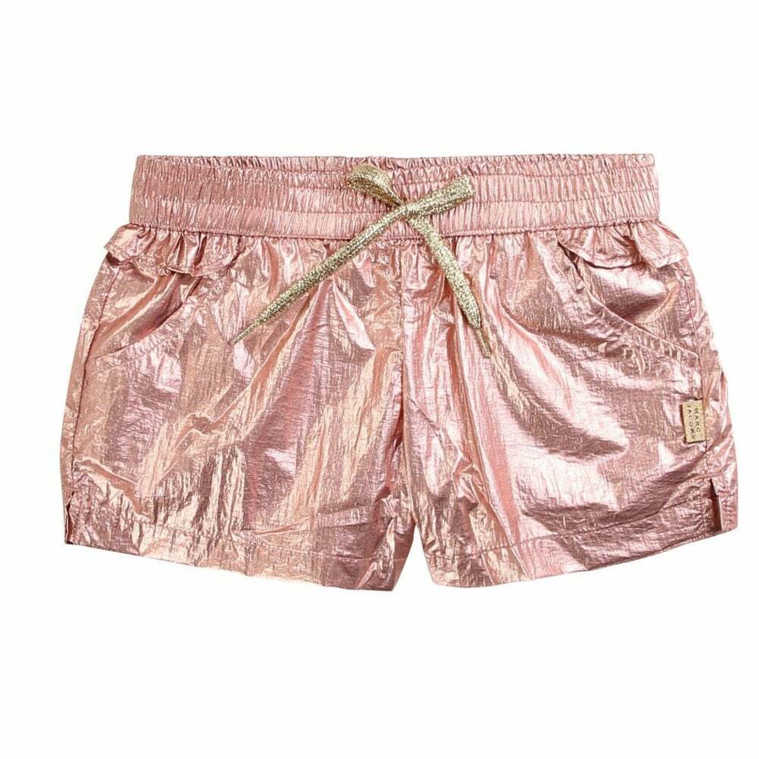 Girls Rose Gold Faux Leather Shorts, 1, hi-res
