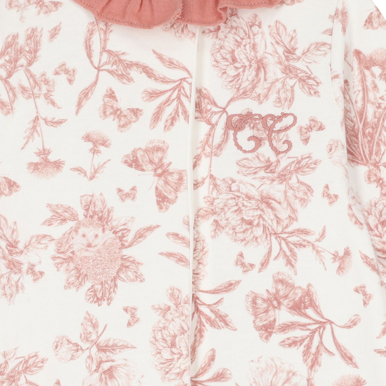 Baby Girls Pink & Ivory Toile De Jouy Babygrow, 1, hi-res image number null