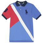 Boys Blue & Red Piqué Big Pony Polo Shirt, 1, hi-res