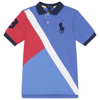 Boys Blue & Red Piqué Big Pony Polo Shirt