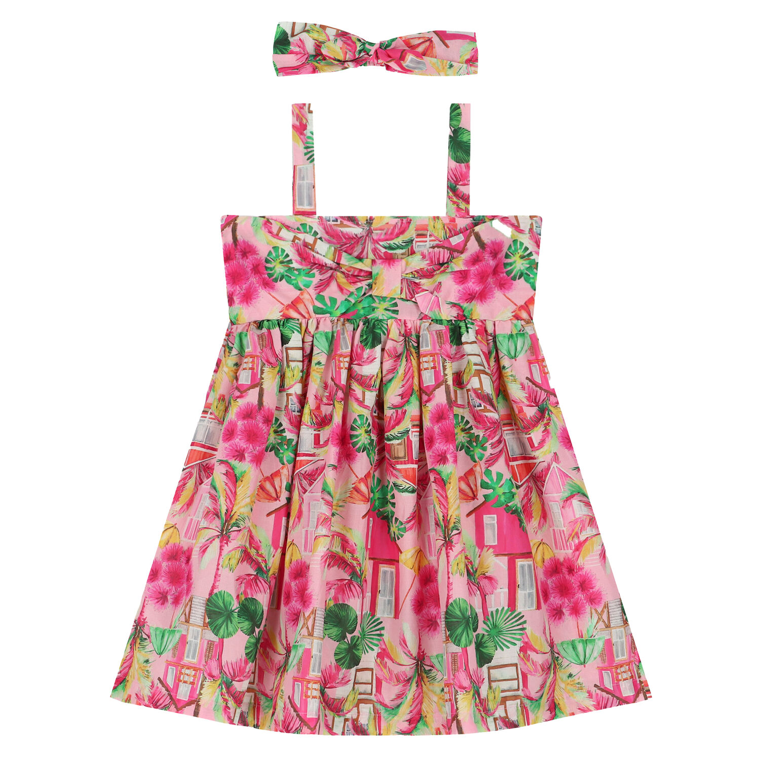 Girls Pink Graphic Dress Set, 1, hi-res
