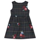Girls Navy Blue Tartan Bow Dress, 1, hi-res