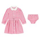 Baby Girls White & Pink Striped Dress Set, 1, hi-res