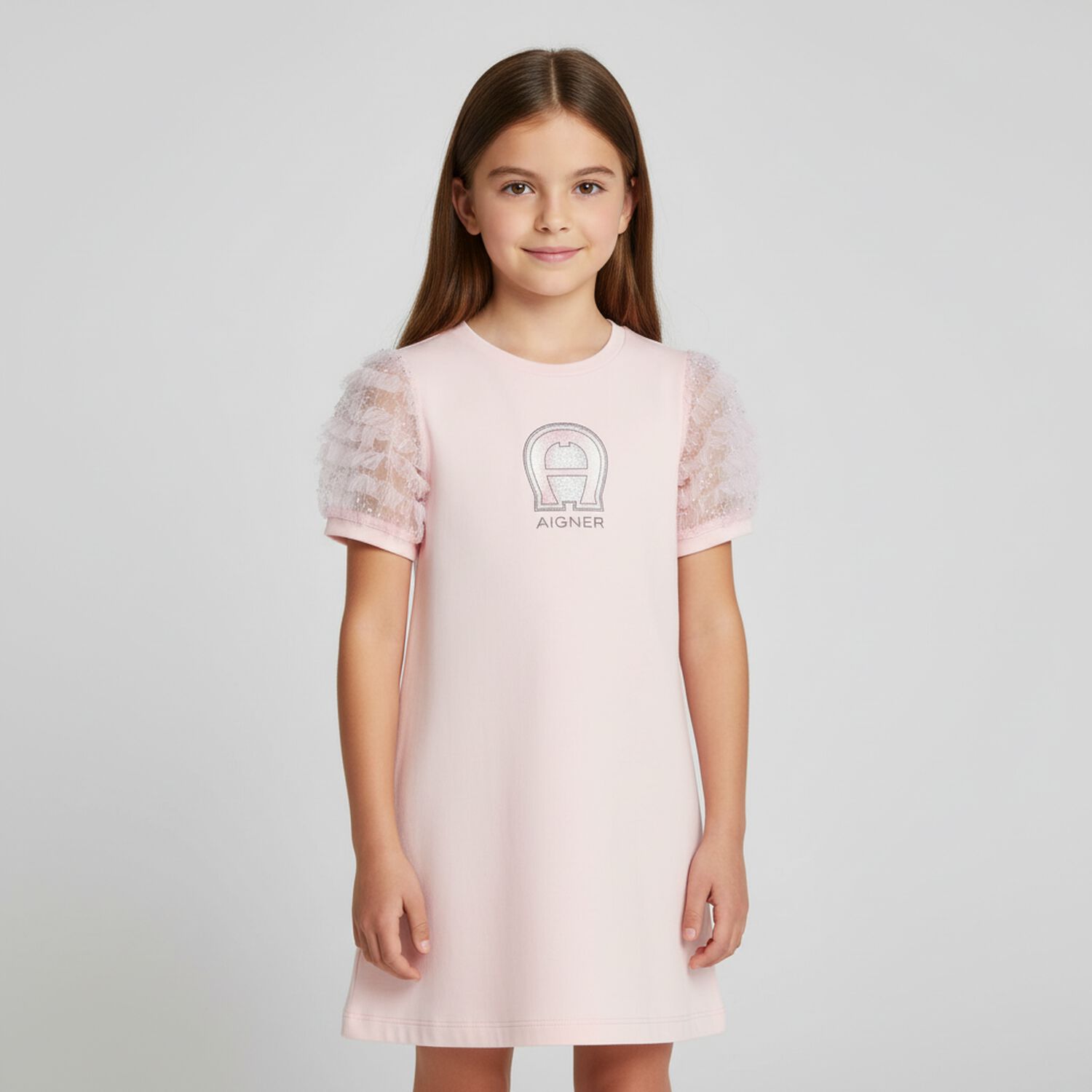 Girls Pink Logo Dress, 2, hi-res