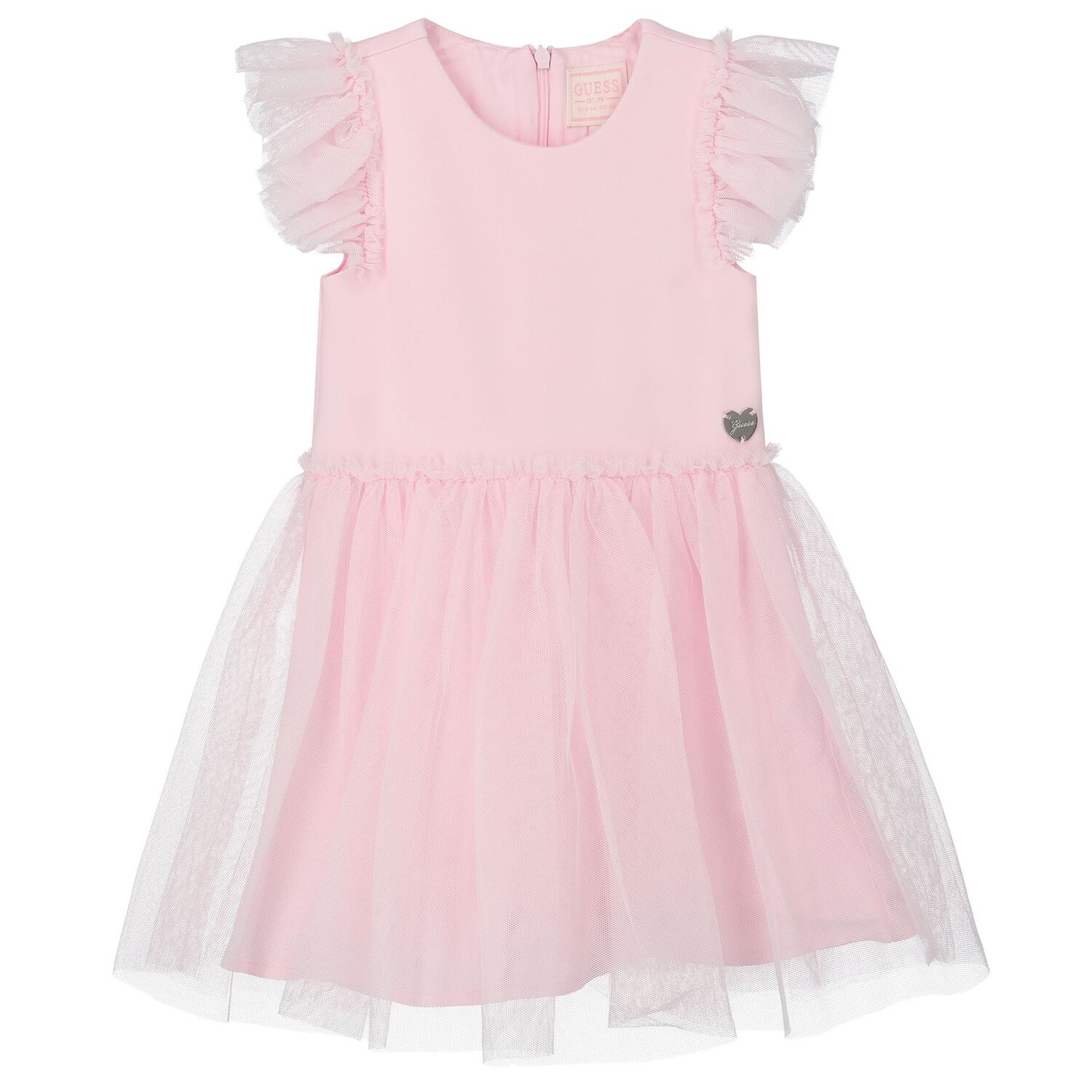 Baby Girls Pink Tulle Dress, 1, hi-res