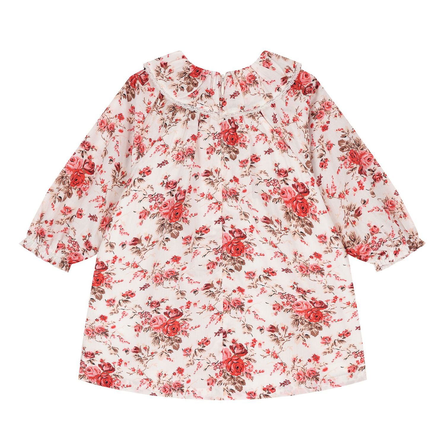 Baby Girls Ivory & Pink Floral Dress, 1, hi-res