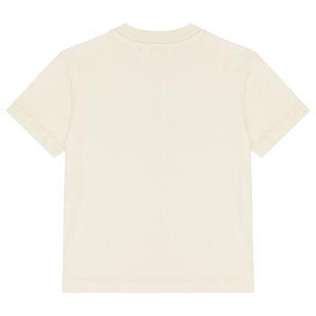 Boys Ivory Teddy Bear Logo T-Shirt
