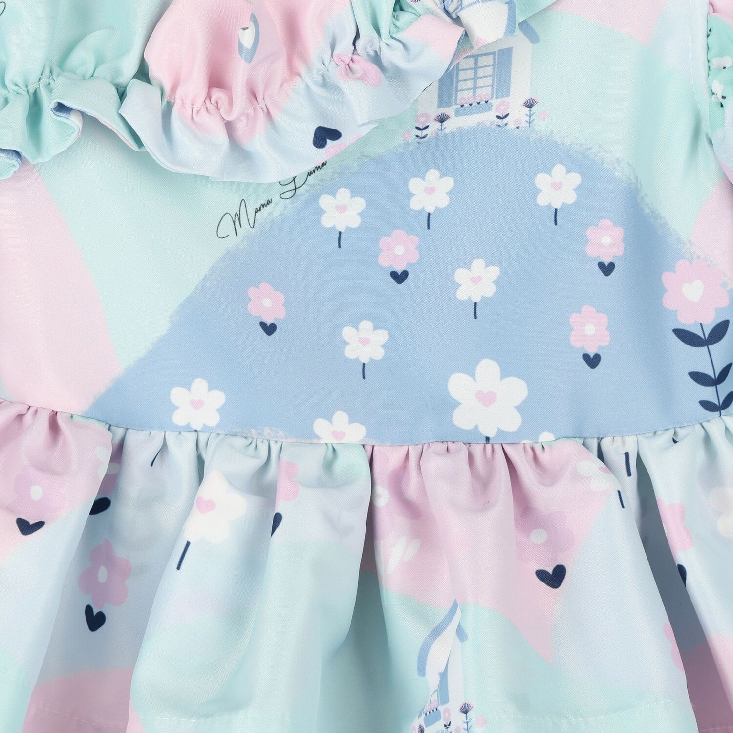 Girls Blue & Pink Satin Dress, 1, hi-res