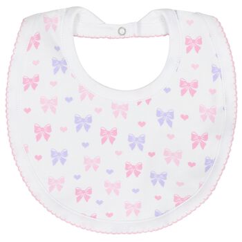 Kissy Kissy Baby Girls White Billowy Bows Bib, 1 Baby Girls White Billowy Bows Bib