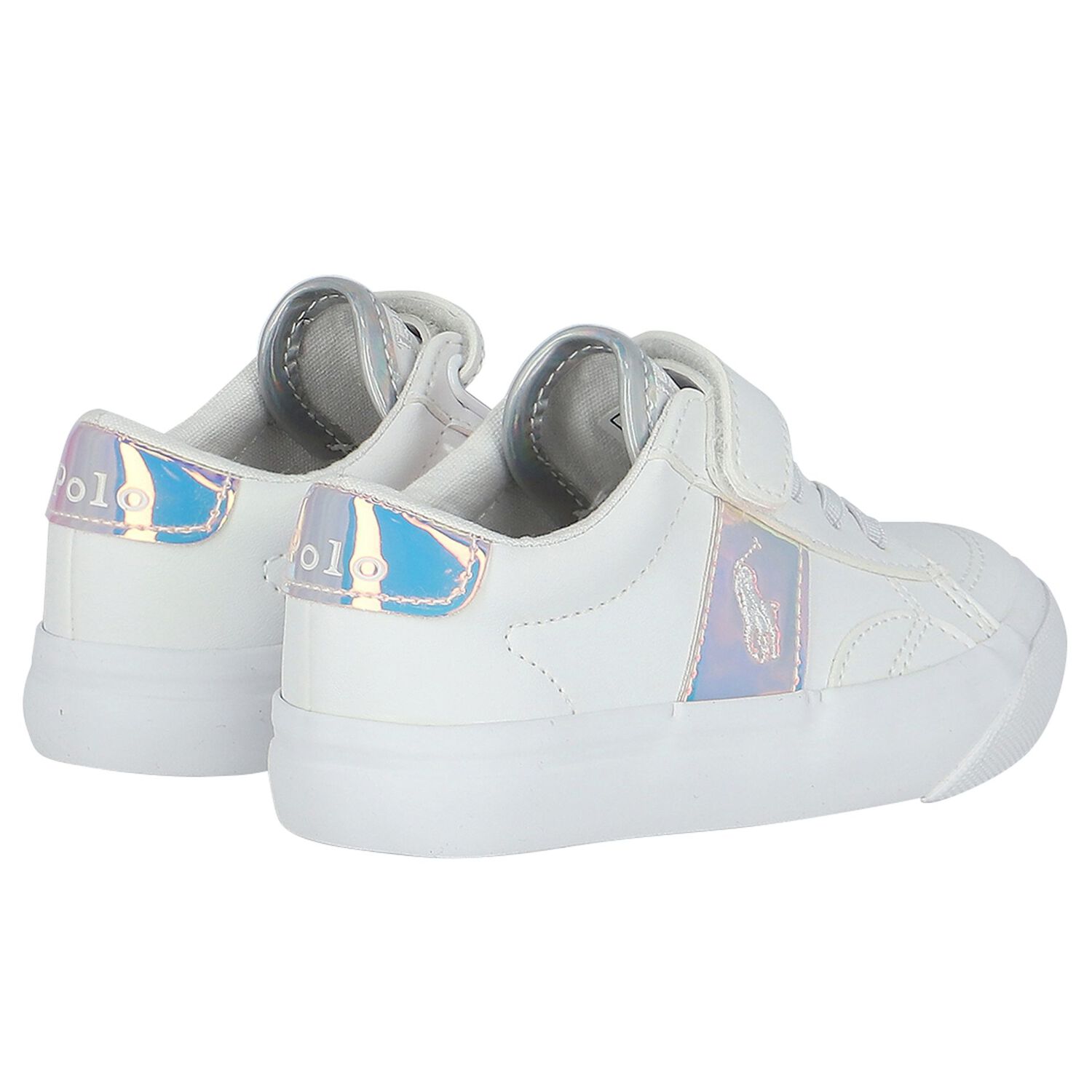 Girls White Logo Trainers, 1, hi-res