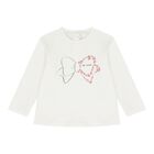 Baby Girls Ivory Bow Long Sleeve Top, 1, hi-res