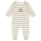 Boys Ivory & Beige Teddy Bear Babygrow, 1, hi-res