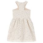 Girls Beige Jacquard Organza Dress, 1, hi-res