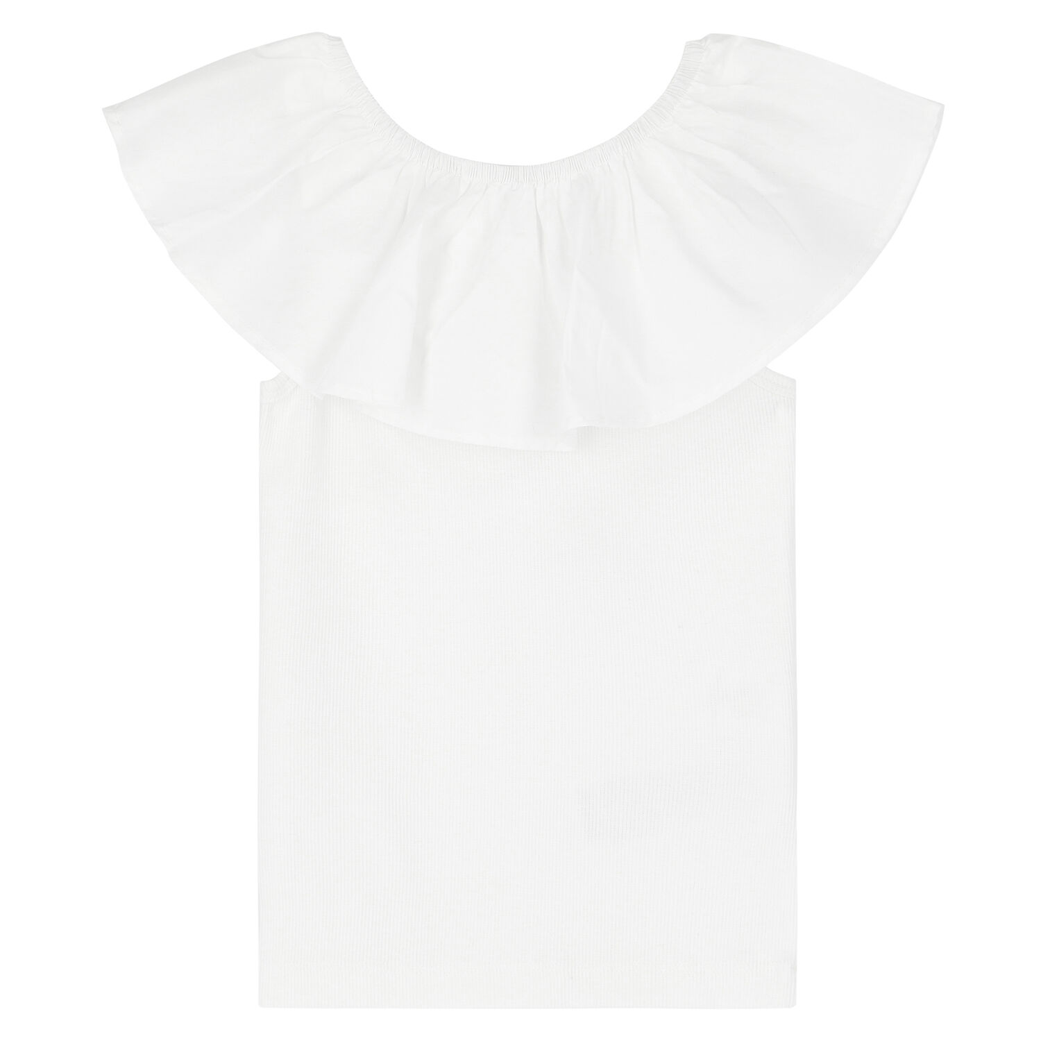 Girls White Ruffled Top, 1, hi-res
