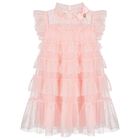 Girls Pink Embellished Tiered Tulle Dress, 2, hi-res