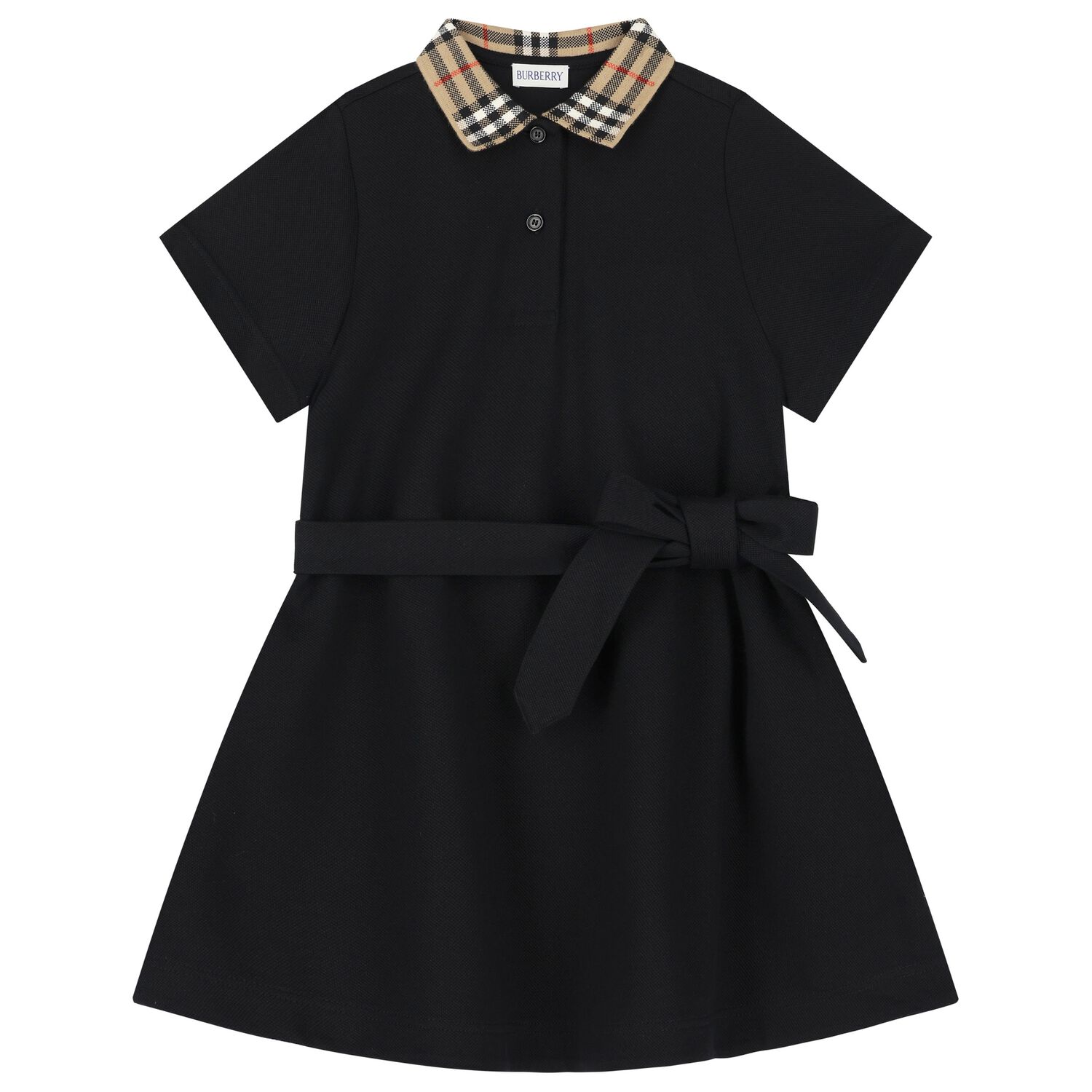 Girls Black Logo Polo Dress, 1, hi-res image number null