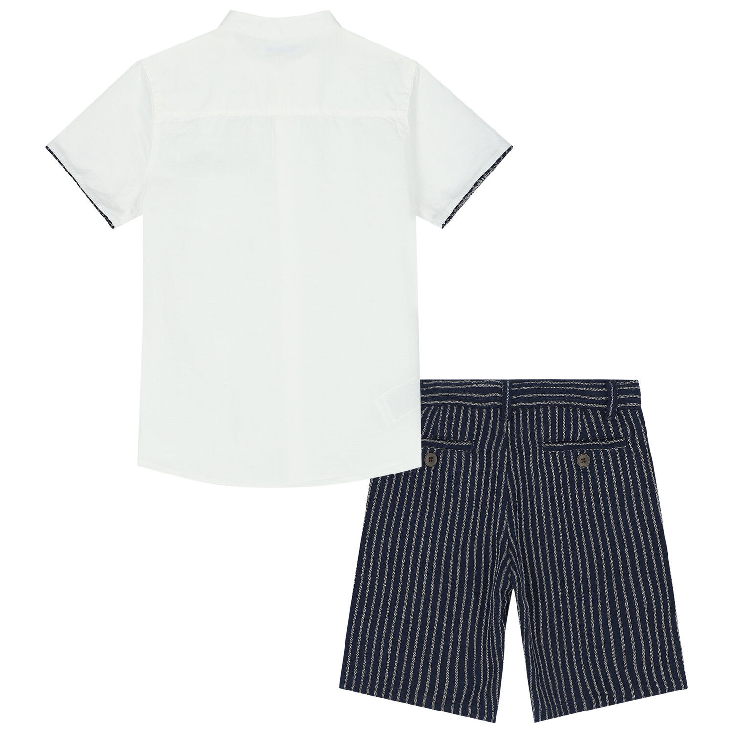 Boys White & Navy Shorts Set, 1, hi-res