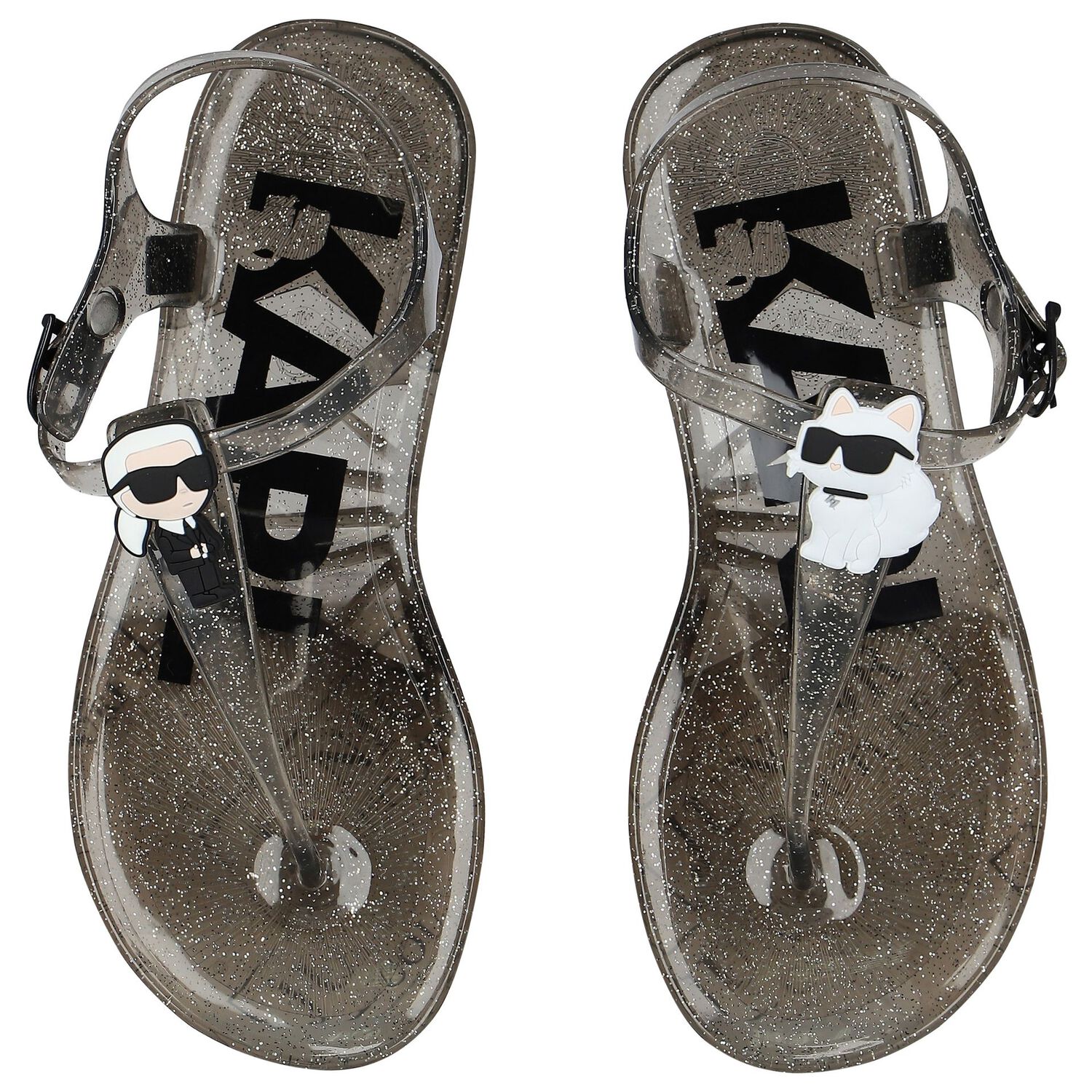 Girls Black Karl & Choupette Sandals, 1, hi-res image number null