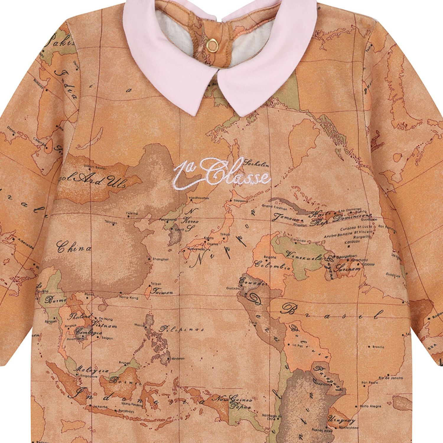 Baby Girls Beige & Pink Geo Map Babygrow Gift Set, 2, hi-res