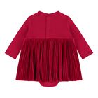 Baby Girls Red Pleated Bodysuit Dress, 2, hi-res