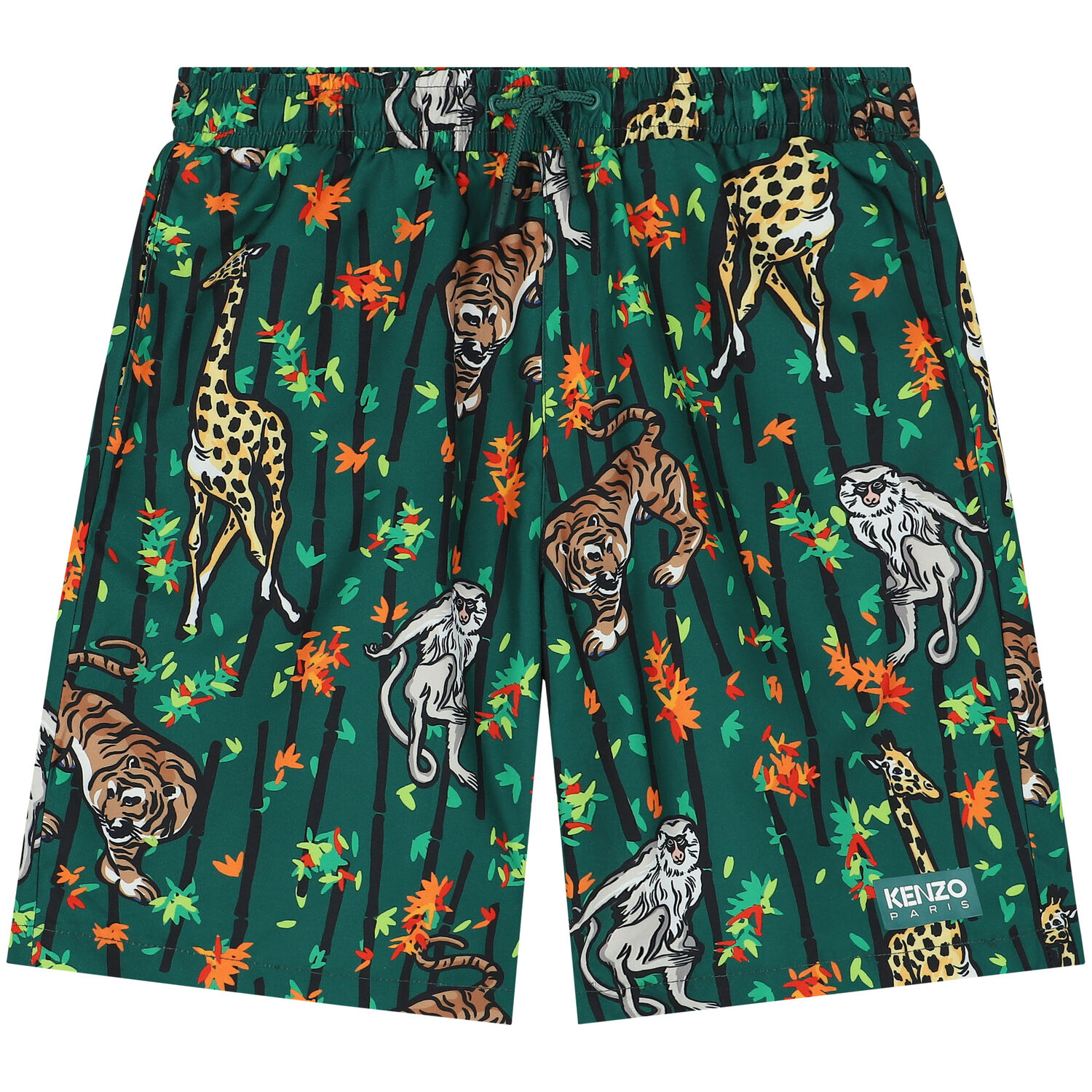 Boys Green Bamboo Swim Shorts, 1, hi-res