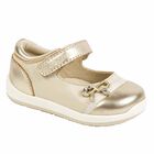 Younger Girls Beige & Gold Leather Shoes, 1, hi-res