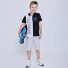 Boys White & Black Logo Polo Shirt, 1, hi-res