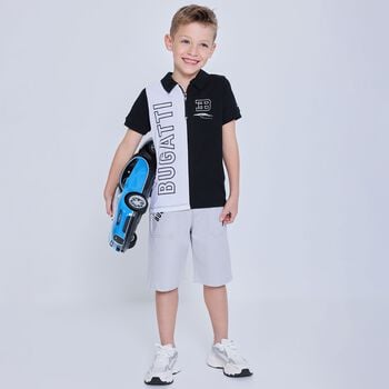 Boys White & Black Logo Polo Shirt
