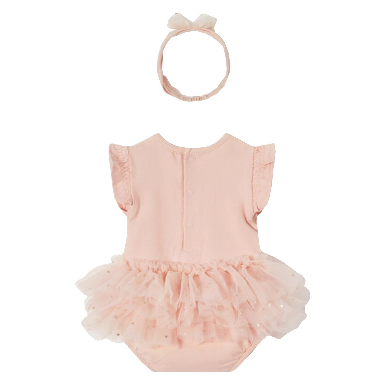 Baby Girls Pink Tulle Romper & Headband Set, 1, hi-res