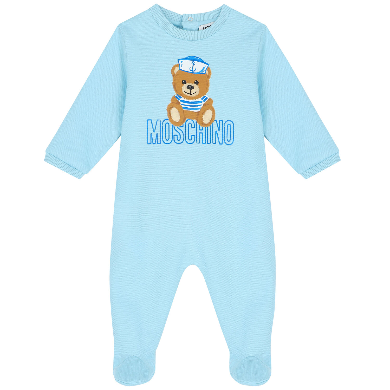 Blue Teddy Bear Logo Babygrow Set, 1, hi-res