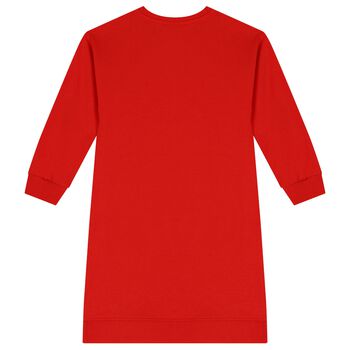 Girls Red Teddy Bear Logo Dress