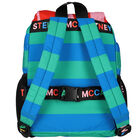 Girls Blue & Green Striped Backpack, 1, hi-res