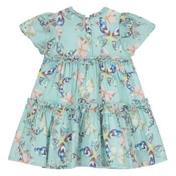 Younger Girls Blue Butterflies Logo Dress