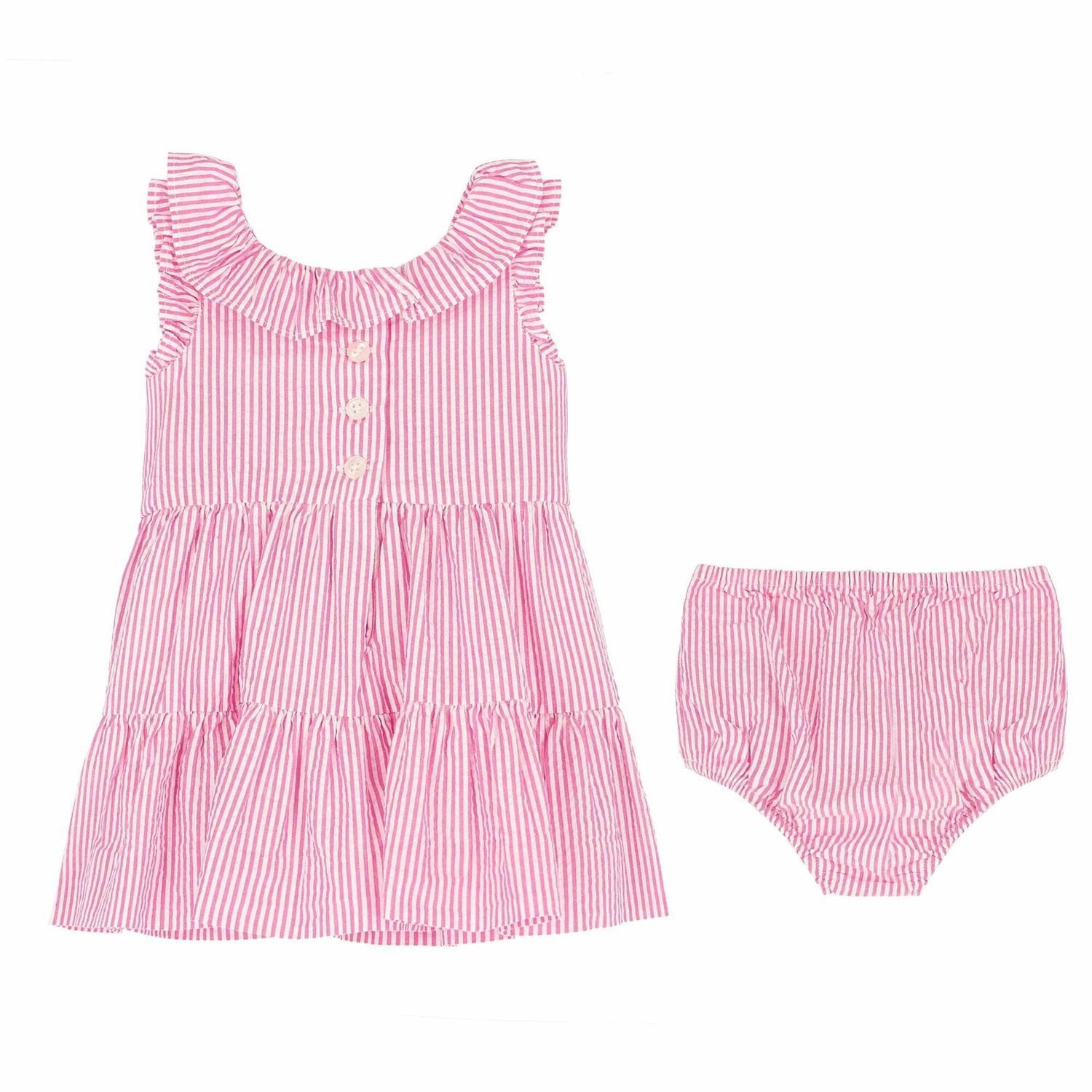 Baby Pink Striped Dress Set, 1, hi-res