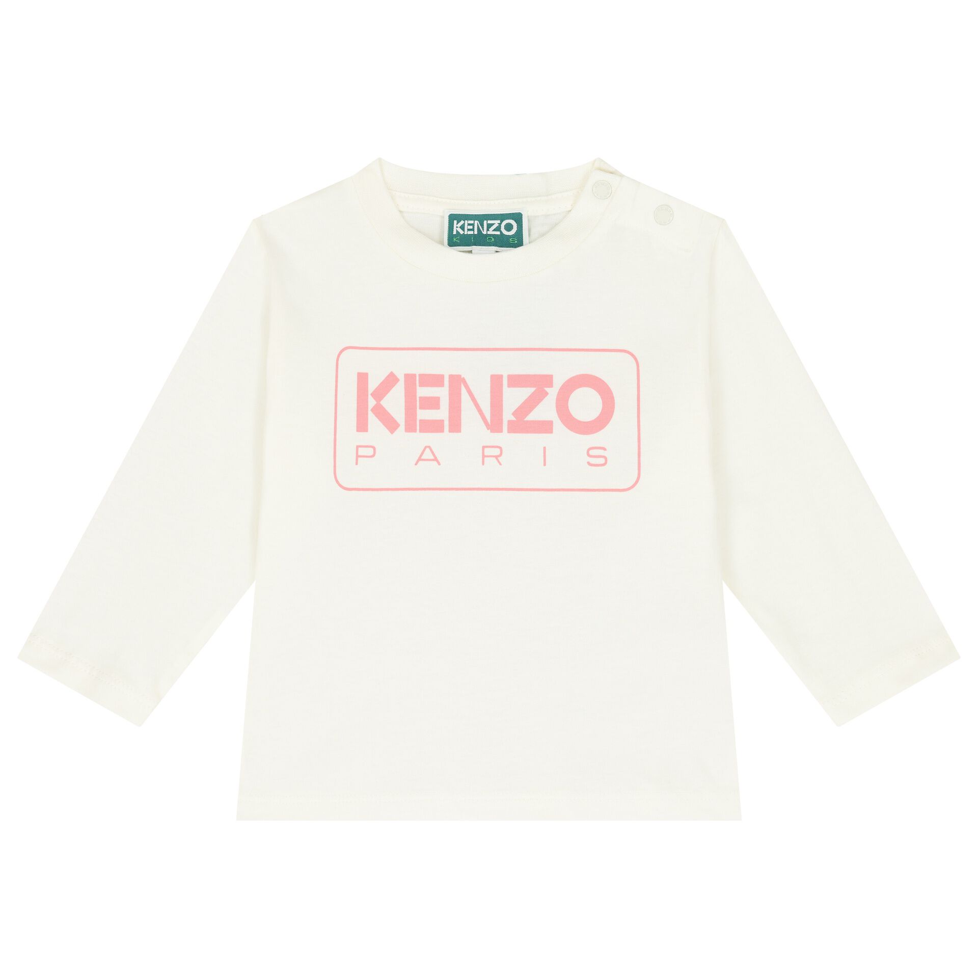 KENZO KIDS Younger Girls White Logo Long Sleeve Top Junior Couture UK