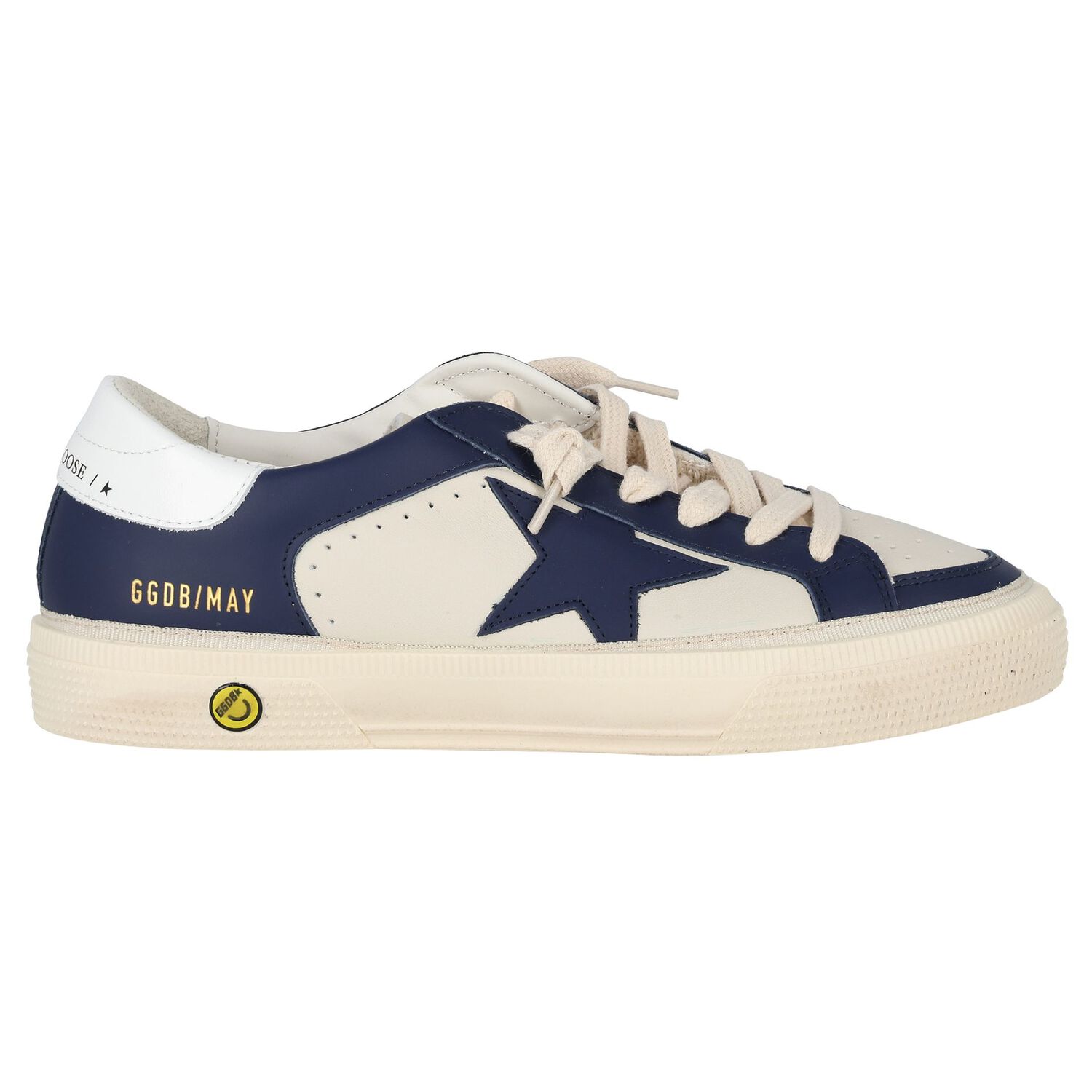 Boys Ivory & Blue Logo Leather Trainers, 1, hi-res image number null