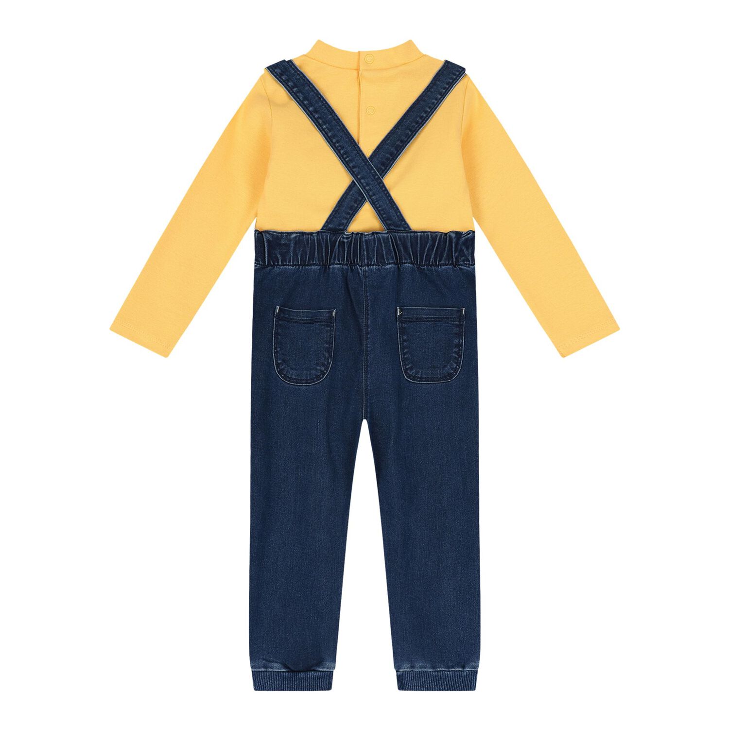 Baby Boys Yellow & Blue Denim Dungaree Set, 1, hi-res