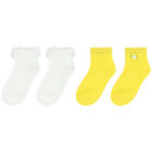 Baby Girls White & Yellow Socks ( 2-Pack ), 1, hi-res