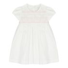 Baby Girls White Smocked Dress, 1, hi-res