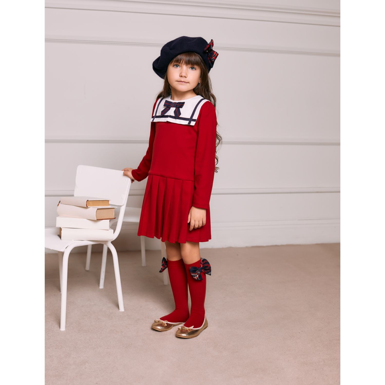 Girls Red Bow Dress, 2, hi-res image number null