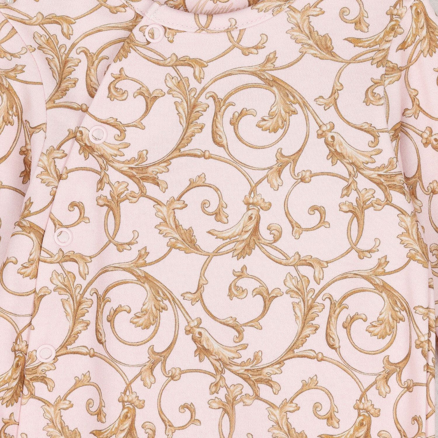 Baby Girls Pink & Gold Babygrow Gift Set (3 Piece), 2, hi-res