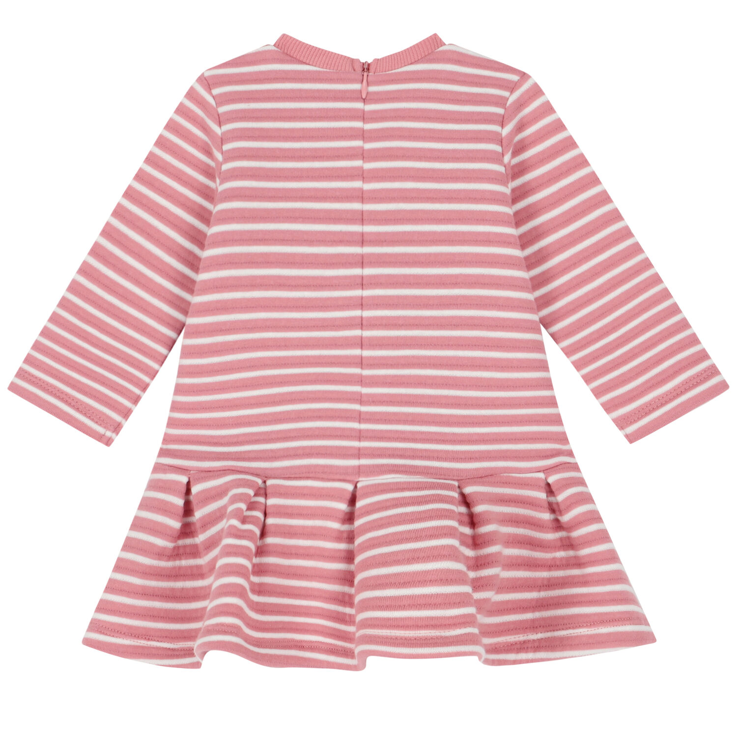 Baby Girls Pink & White Striped Dress, 1, hi-res